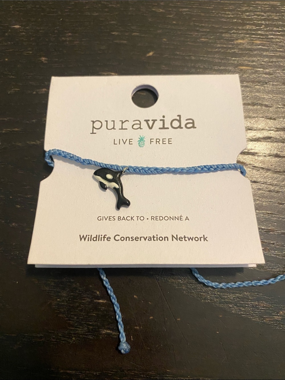 Pura Vida Blue Braided Bracelet with Silver Orca Charm